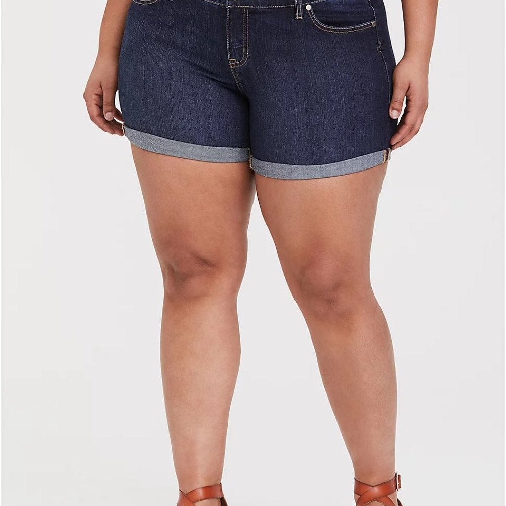 Torrid Skinny Shorts with Cuffed leg in a Dark Wash